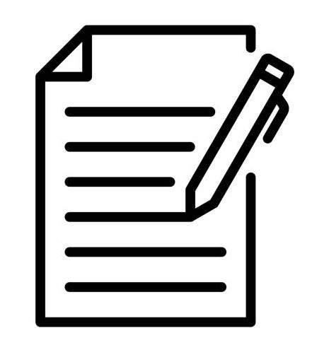 Pen filling an application form, Apply vector icon in line style design for website, app, UI, isolated on white background. Editable stroke. EPS 10 vector illustration.